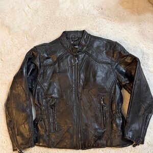 NEW! Women’s Diamond Plate Black Leather Jacket